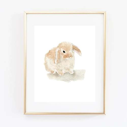 bunny watercolor wall art print – emily lex studio