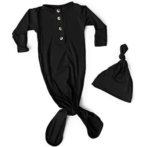 Stroller Society Newborn Knotted Baby Gown and Hat Set for Baby Boy or Baby Girl