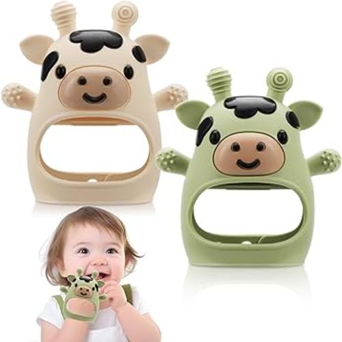 2 Pack Baby Teething Toys, Infant Teether Mitten for Babies 3-6 Months, Newborn Essentials Chew Toys for Sucking Needs Teething Relief, Foode Grade Silicon, BPA-Free