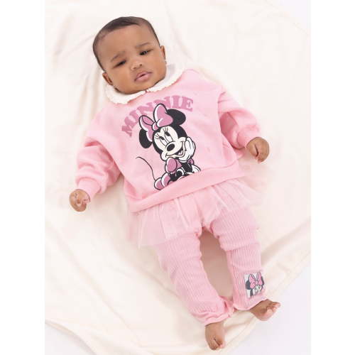 Minnie Mouse Baby Girls Layered Sweatshirt and Leggings Outfit Set, 2-Piece, Sizes 0M-24M