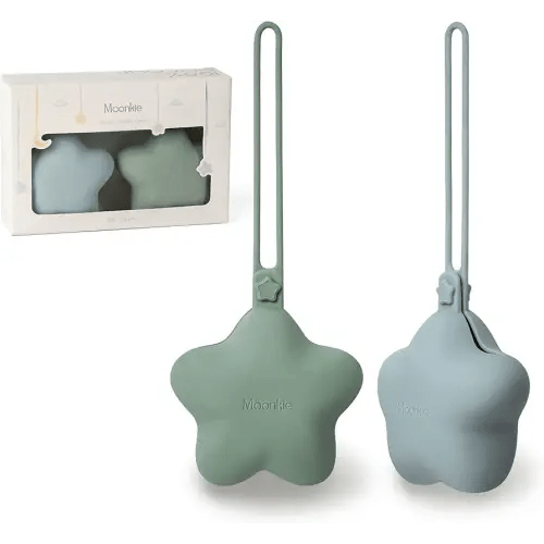 Moonkie Silicone Pacifier Holder Case, Cute Portable Pacifier Storage Case, 2 Pack