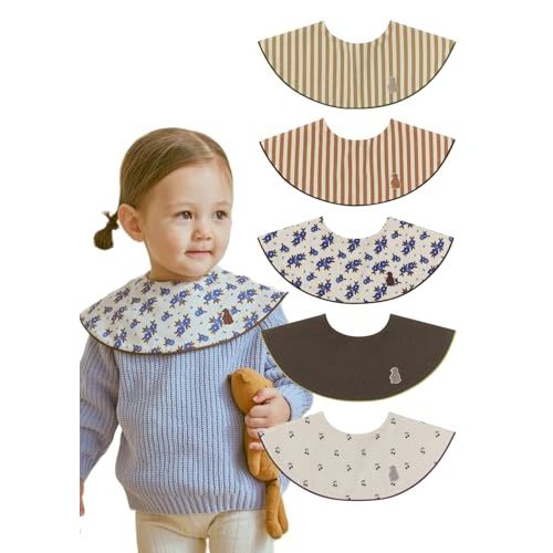 Konny Baby Bib 3/5/7-Pack Set, 360 ​​° Rotate, Soft and Absorbent Drooling for Toddler Boys Girls Baby Essentials