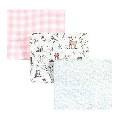 Hudson Baby Unisex Baby Cotton Muslin Swaddle Blankets, Enchanted Forest, 3-Pack