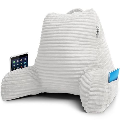 Nestl Reading Pillow for Bed, Standard Bed Pillows for Sitting Up in Bed, White Bed Rest Pillow