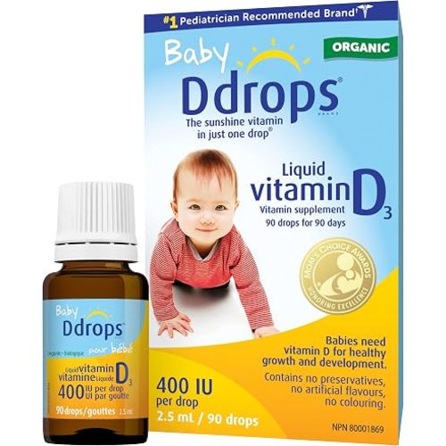 Organic Baby Ddrops® 400 IU 90 drops (2.5ml) - Daily Liquid Vitamin D for Infants (Pack of 1)