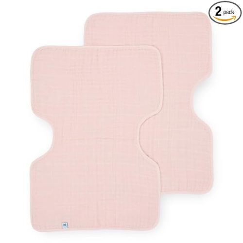Little Unicorn Ultra-Absorbent Premium Burp Cloth 2 Pack | Soft on Baby's Skin | Larger Size | Ergonomic Design | Set of 2 (Light Pink)