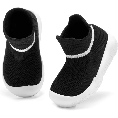 Toddler Sock Shoes Baby Walking Shoes Infant Slippers Boys & Girls Non-Slip Sneakers Black 9-12 Months