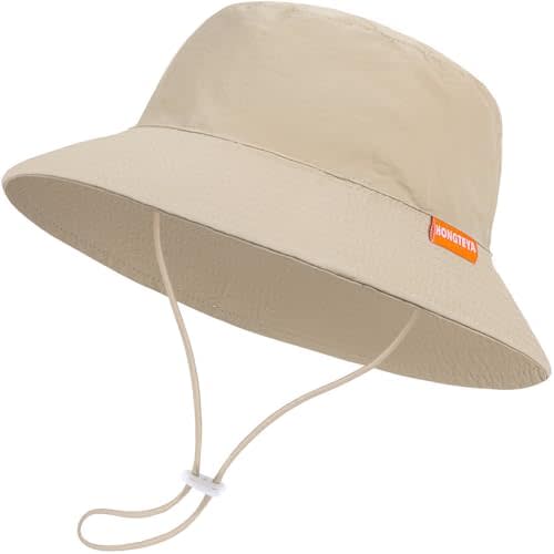 Baby Sun Hat Kids Summer UPF 50+ Toddler Bucket Hat Wide Brim Adjustable Beach Hats for Boys Girls Age 0-6 Years