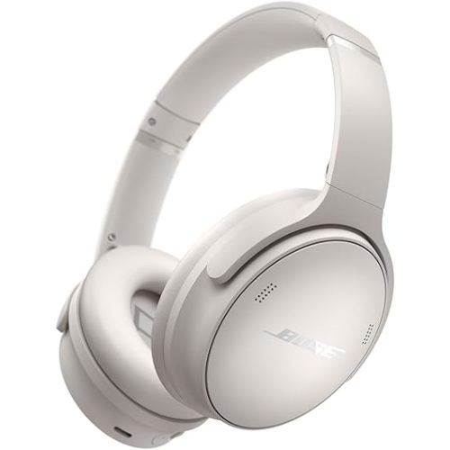 Bose QuietComfort Headphones - Wireless Bluetooth Headphones, Active Over Ear Noise Cancelling and Mic, USB-C Charging, Deep Bass, Up to 24 Hours of Playtime, White Smoke