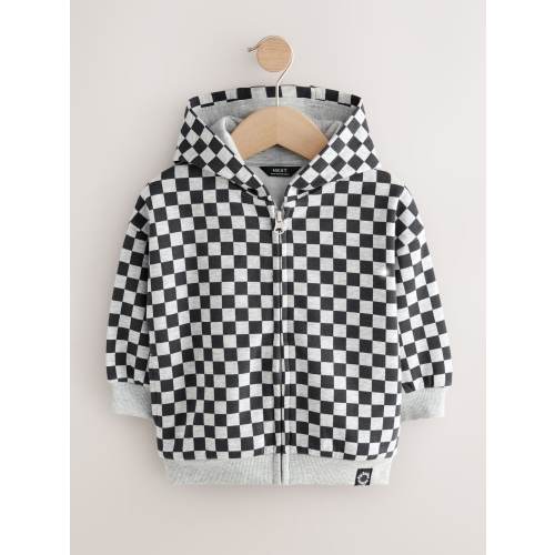 Black White Checkerboard Zip Through Hoodie (3mths-7yrs)