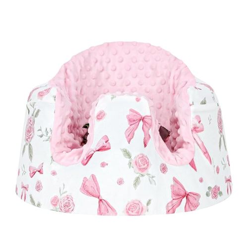 Baby Seat Cover Compatible with Bumbo Seat, Soft Comfortable Minky Seat Cover for Baby Girl, Breathable Removable Cover for Baby Seat, Machine Washable, Pink Rose