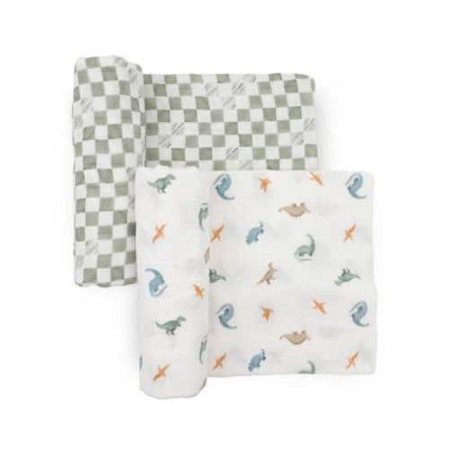 Little Unicorn Organic Swaddle Gift Set - Dino - 2pk: Classic Patterns, Cotton, Woven, 47" x 47"
