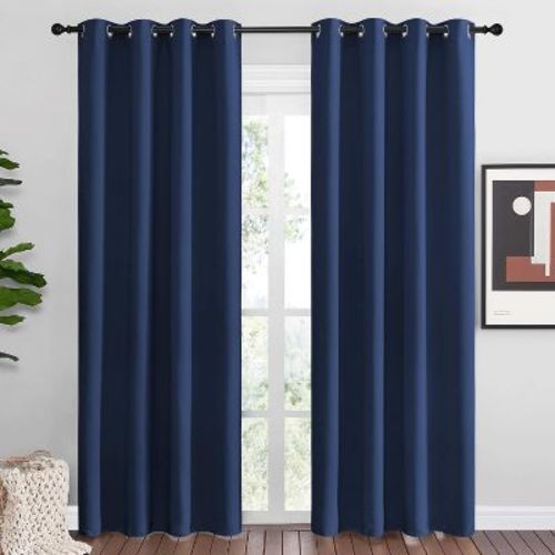 NICETOWN Grommet Top Blackout Curtains 2 Panels 52"x84" Navy Blue Thermal Insulated Noise Reducing for Bedroom