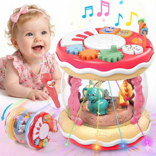 SaveJoy Baby Interactive Rotating Lighted Toy Kids Microphone Musical Toy 360° Projection with Multiple Melodies for Toddlers