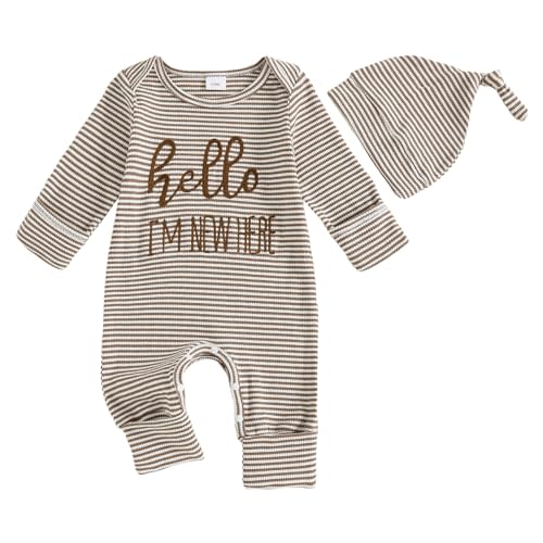 Pivanzore Little Brother Newborn Outfit Letters Printed Baby Romper Spring Summer Fall Winter Infant Boy Clothes With Hat