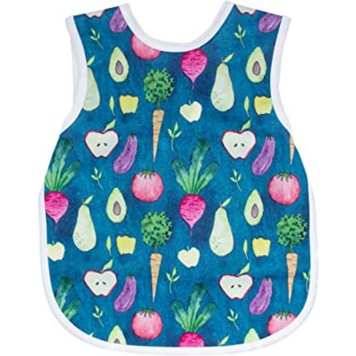 BapronBaby Organic Produce Bapron - No Neck Tie Safer Bib for Baby& Toddler - Soft Waterproof Stain Resistant - Machine Washable - Sz Baby/Toddler 6m-3T
