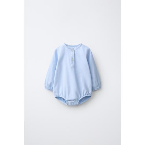 HENLEY NECK BODYSUIT - Faded blue | ZARA United States