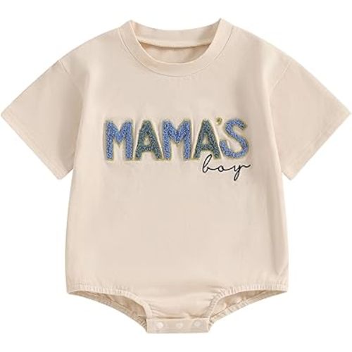 FIOMVA Baby Boy Fall Clothes Newborn Bubble Romper Toddler Long Sleeve Mama's Boy Letter Bodysuit Winter Infant Outfits