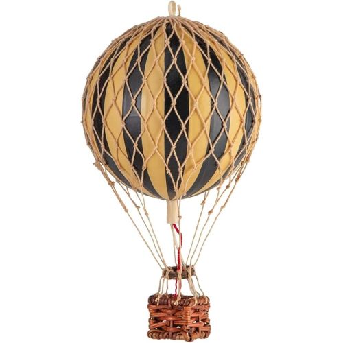 Authentic Models, Floating The Skies Air Balloon, Hanging Home Decor - 5.3 Inch Height, Historic Hot Air Balloon Model for Home Decor, Detailed Vintage Decorations to Hang from Ceiling - Black