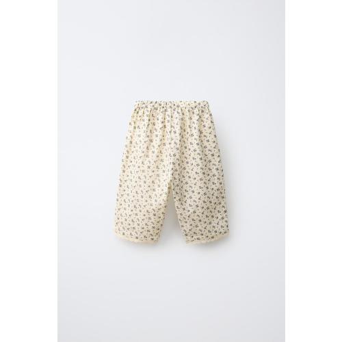 FLORAL BAGGY PANTS - Ecru | ZARA United States