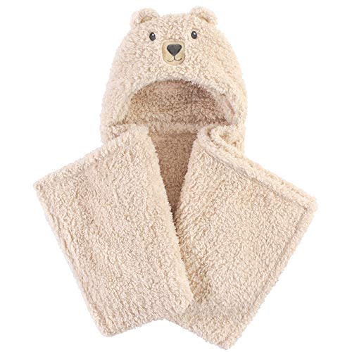Hudson Baby Unisex Baby and Toddler Hooded Animal Face Plush Blanket, Cozy Bear, One Size