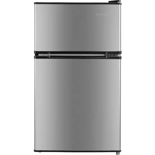 Insignia™ - 3.1 Cu. Ft. Mini Fridge with Top Freezer and ENERGY STAR Certification - Stainless Steel Look