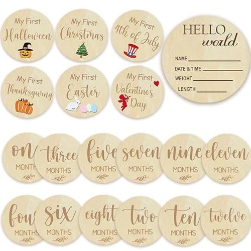 Baby Monthly Milestone Cards - My First Holiday Milestone | Baby Announcement Sign & Celebration Board | Hello World Sign | Milestone Photo Cards | Perfect Newborn Gift & Keepsake