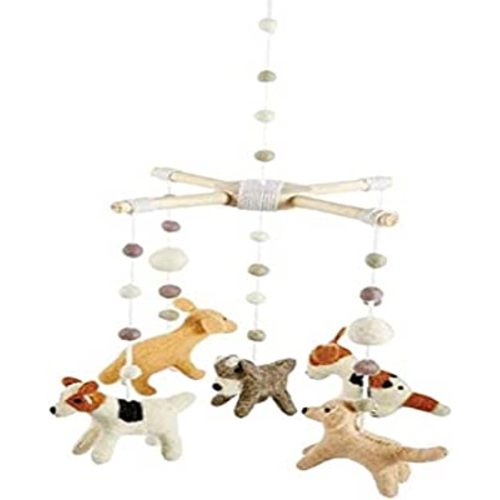 Mud Pie Baby Nursery Puppy Mobile, Multi-Color, 21 1/2" x 10" Dia