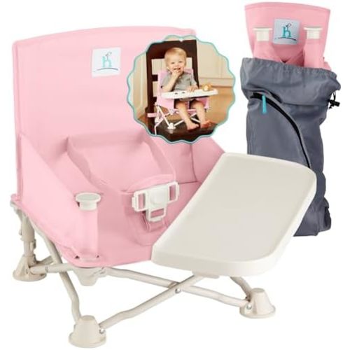 OmniBoost Booster Seat with Tray for Baby, Travel High Chair, Pink