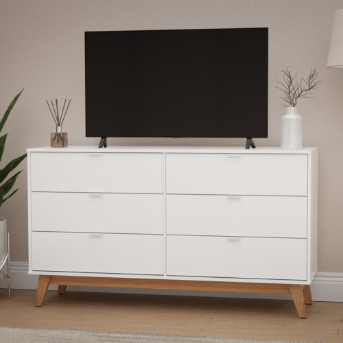 George Oliver Ahmed 57.08"W 6-Drawer Dresser with Aluminum Handles & Reviews | Wayfair