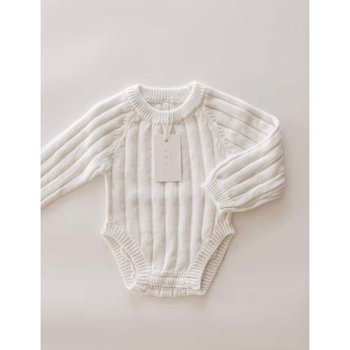 Wide Ribbed Knit Onesie ‘Dove’