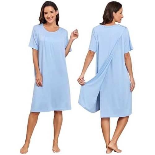 Hospital Gowns for Women Open Back with Snaps Adaptive Nightgown for Shoulder & Rotator Cuff Surgery, Ideal for Elderly