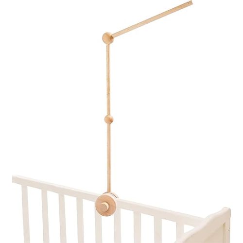Wooden Crib Mobile Arm - Safe and Rotating Baby Mobile Hanger, 33 Inch Mobile Holder for Crib - Perfect Baby Crib Mobile Arm, Easy-Install Mobile Hanger for Crib - UP to 0.8 Inch Width Crib Rail