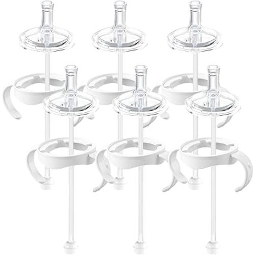 Straw Sippy Cup Conversion Kit for Philips Avent Natural Baby Bottles, Soft top and Weighted Transition Cup Kit with Handles, Pack of 6