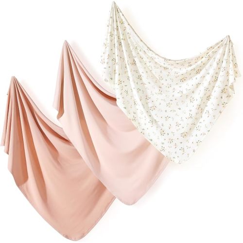 3-Pack Ultra Soft Stretchy Jersey Knit Baby Swaddle Blankets, 33x44