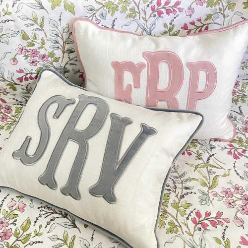 Personalized name pillow with appliqué monogram | Lumbar pillow with monogram | monogrammed nursery pillow