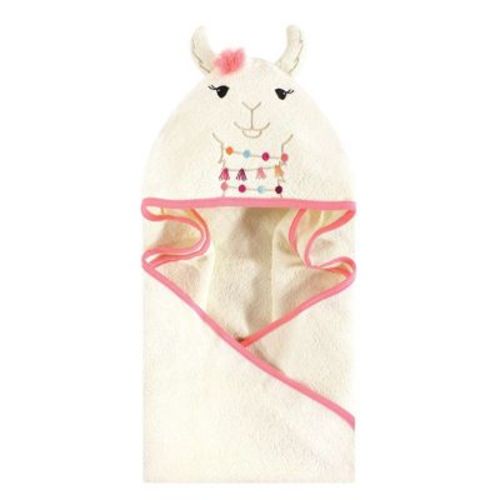 Little Treasure Baby Girl Cotton Animal Face Hooded Towel, Llama, One Size
