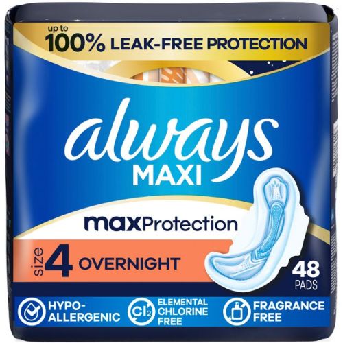 Always Maxi Overnight Pads - Size 4 - 48ct