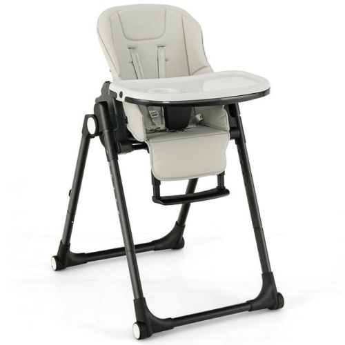 Infans 4-in-1 Foldable Baby High Chair Height Adjustable Feeding Chair w/ Wheels