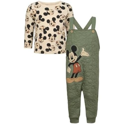 Magic Threadz Disney Clothes Baby Boys Overall Set – Mickey Mouse & Winnie the Pooh Long Sleeve Top & Romper Outfit (0–24M)
