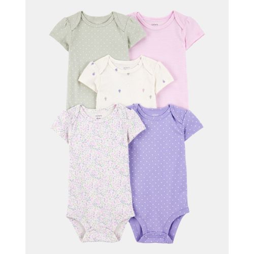 Baby Girl 5-Pack Floral Polka Dot Short-Sleeve Bodysuits - Carter's | Carter's