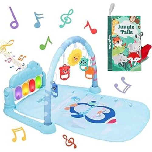 Vextronic Baby Play Gym Mat, Kick and Play Piano Gym with Music & Light, Baby Activity Mat, Piano Play Mat, Newborn Infant Tummy Time Gift for 0-3/6/9/12 Months