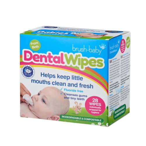 Brush-Baby Dental Wipes, Biodegradable Baby Gum and Tooth Wipes for Newborns and Toddlers, Pack of 28
