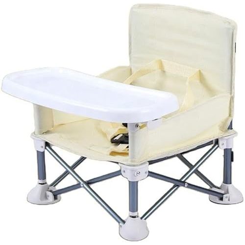 Portable Baby Chair with Removable Tray – Folding Booster Seat for Toddlers 6 Months to 3 Years, Lightweight Travel Highchair for Camping, Beach, Outdoor & Dining Table Use Beige (Beige)