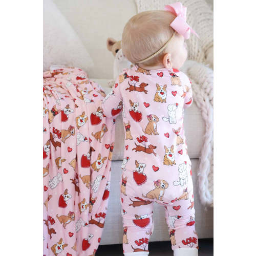 Pups & Kisses Convertible Zip Romper | Pink
