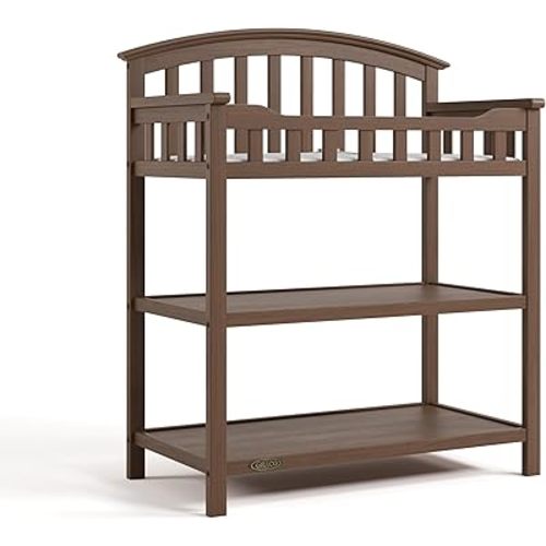 Graco Changing Table with Water-Resistant Changing Pad (Hazelnut) – GREENGUARD Gold Certified, Multi Storage Nursery Baby Changing Table