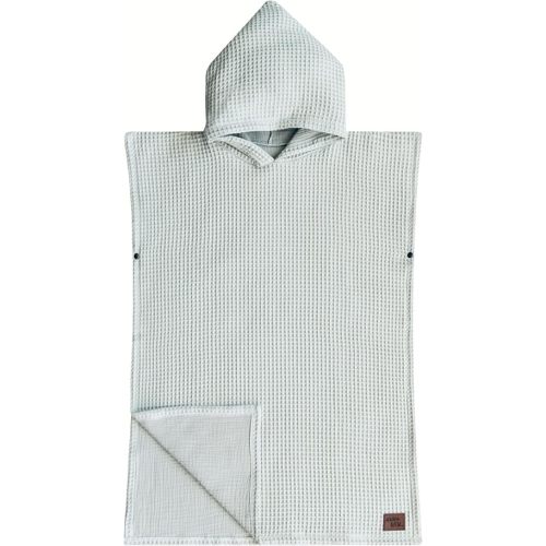 Jade&Kai Hooded Towel for Babies + Toddlers | Snaps into a Poncho | Organic Cotton Waffle | Lighweight and Absorbent | Bath, Beach, and Pool | Multiple Colors (Small (0-3 Yrs), Fog)