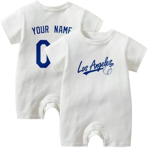 KREDE Baby Clothes Unisex White Bodysuit Rompers Custom Name Number for Baby Boys