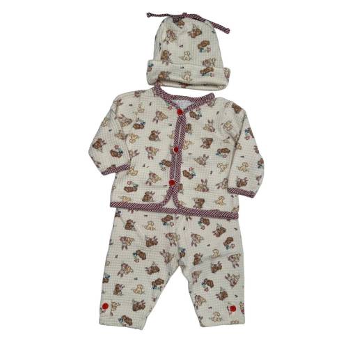 Vtg Carters If They Could Just Stay 3 Pc Baby Outfit w/Hat Dog Bear Bunny 3-6 M