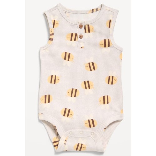 Printed Short-Sleeve Ribbed Bodysuit for Baby